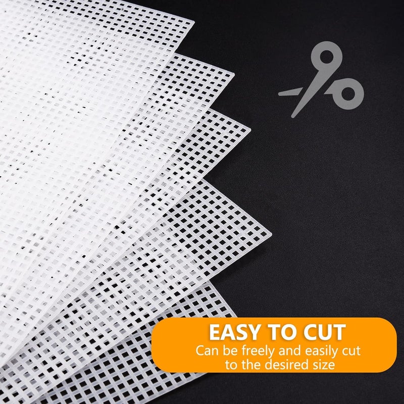 NICECRAFT 7 Sheets 13.2x10.35in 7 Count Plastic Canvas White Clear Needlepoint Plastic Mesh Sheets Cross Stitch Canvas for Crafts Embroidery Knit Crochet Projects - Image 4